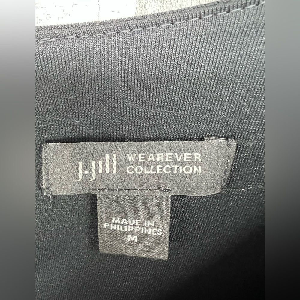 J.Jill Wearever Collection Black Knit Pleat Back 3/4 Sleeve Dress Womens Medium - Picture 2 of 7